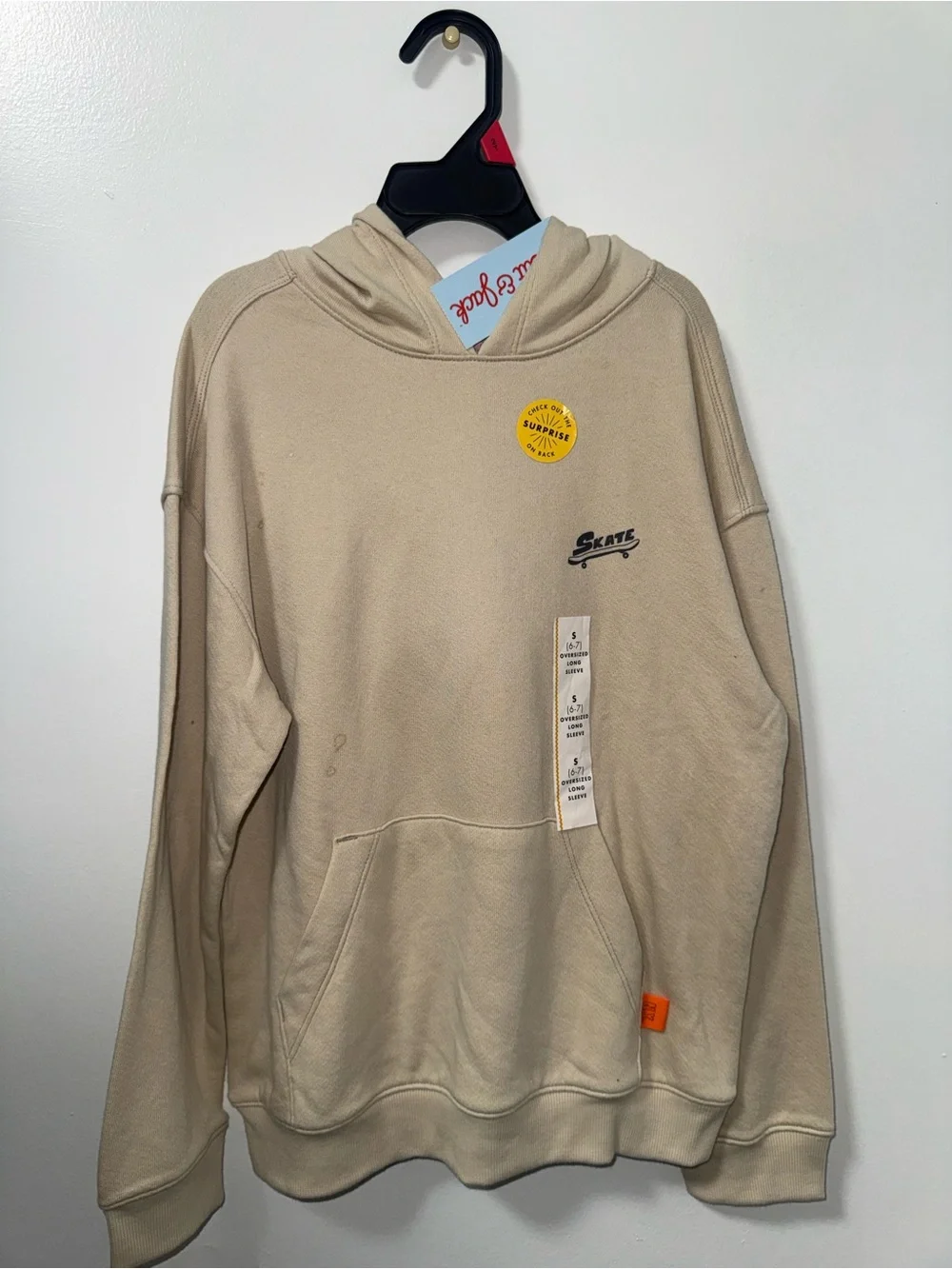 Cat & Jack Beige Crewneck Hoodie with 'Skate' Logo